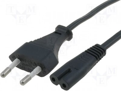 Захранващ кабел CABLE-704-1.5BK Кабел; CEE 7/16 (C) щепсел, IEC C7 женски; 1,5m; Гнезда:1; черен
